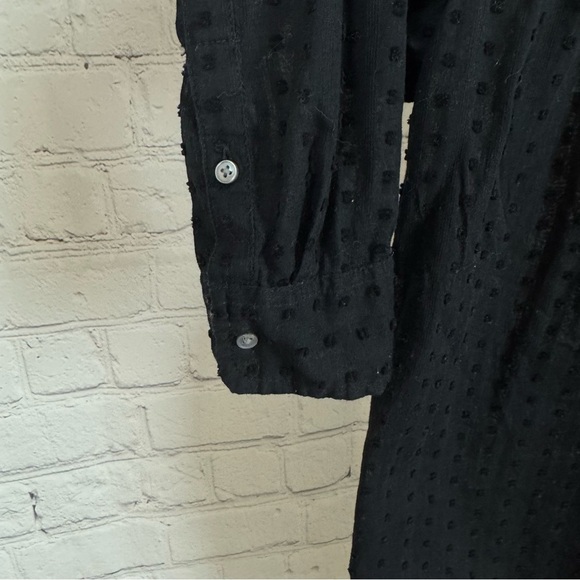 Point Sur Black Swiss Dot Long Sleeve Button Down Blouse Size 4 - Picture 5 of 7